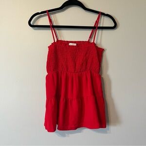 Paper Crane Red Smocked Tiered Camisole